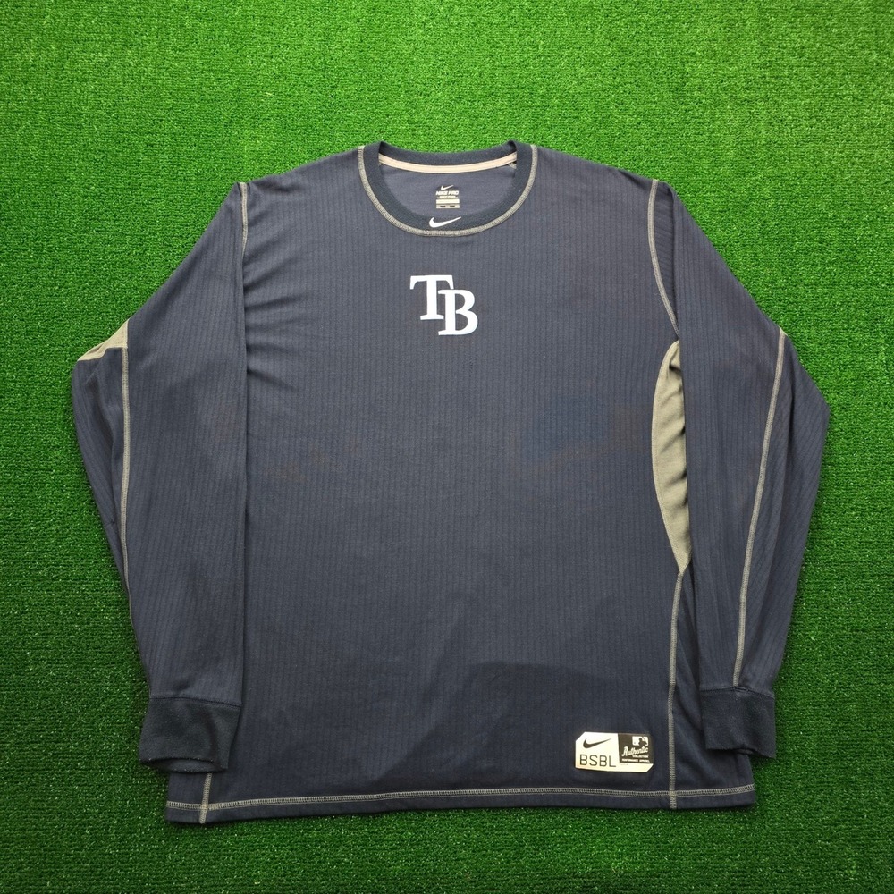 Tampa Bay Rays Nike Pro Shirt Mens 3XL Blue Long Sleeve MLB‎ Baseball Training